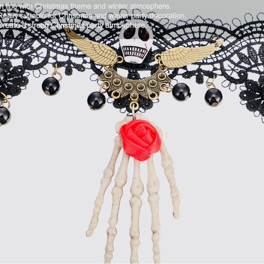 Witch Choker - Lace - Skull - Hand - Costume Accessory
